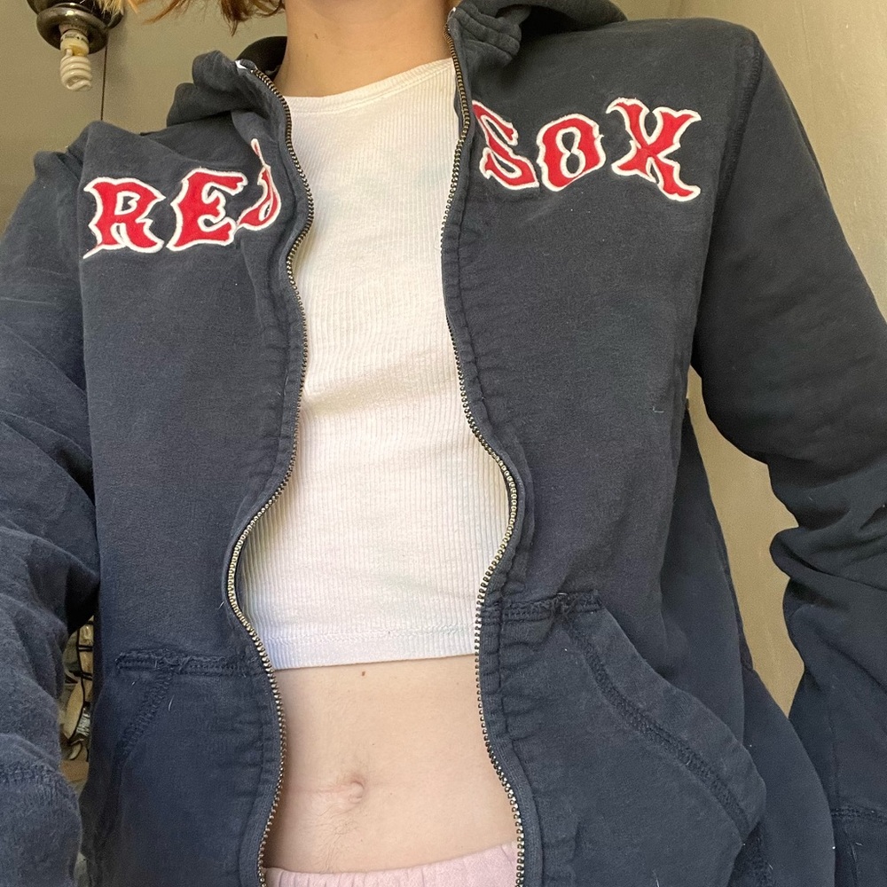 47 Blue Varsity Jacket with Red Sox Embroidery